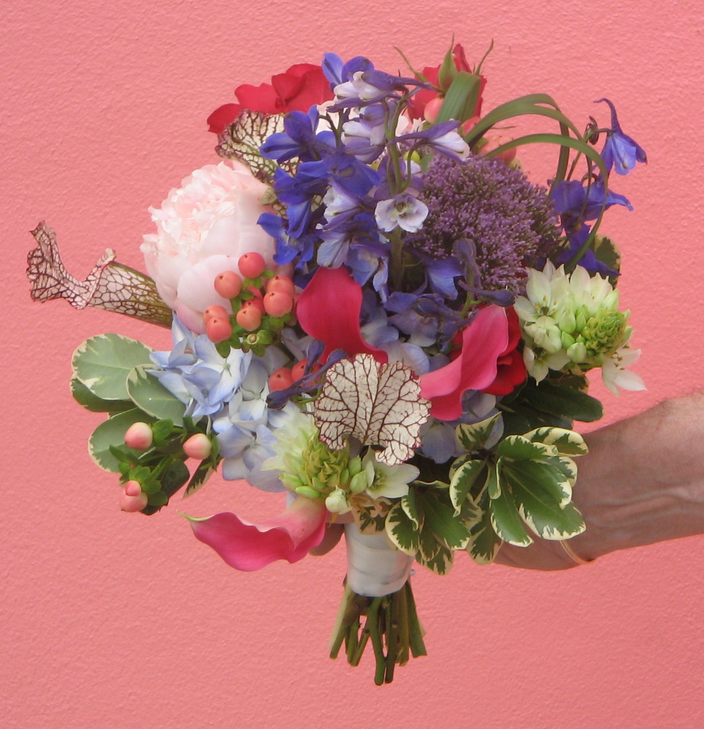 Spring bridal bouquet with seracena