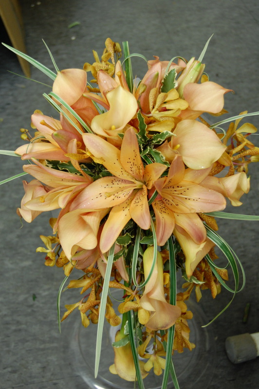 Sunset Hued Cascading Bride's Bouquet