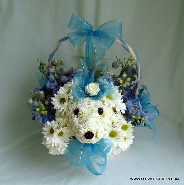 Puppy floral arrangement