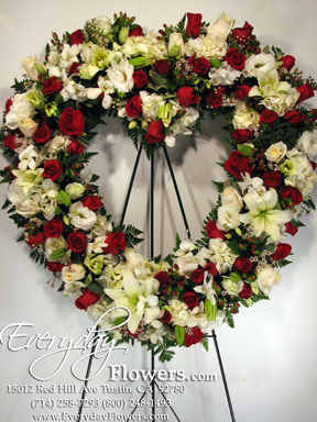 Red And White Open Heart Wreath.