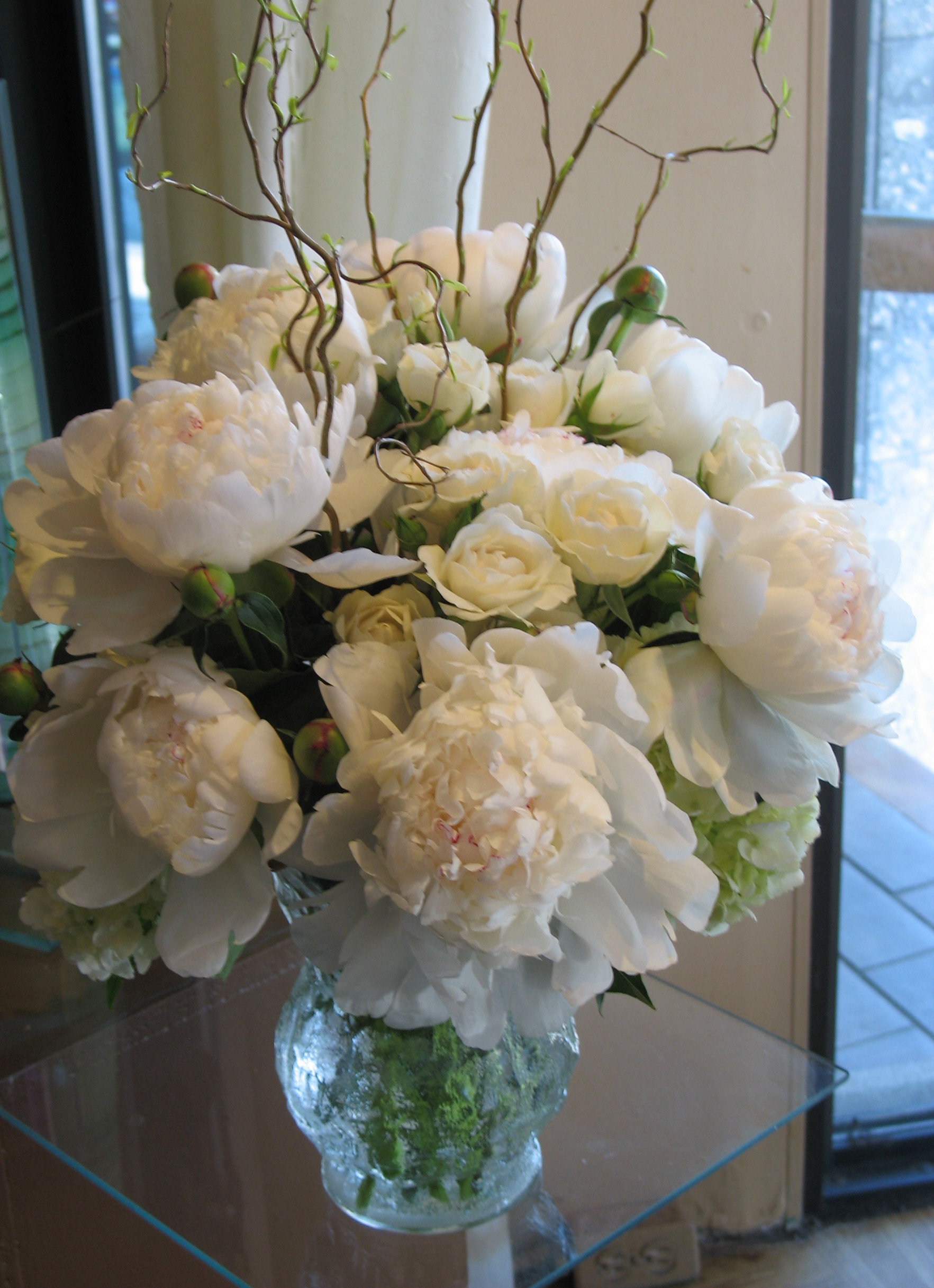 white peonies