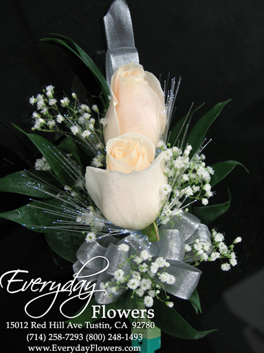 White Rose Corsage With Fiber Optics