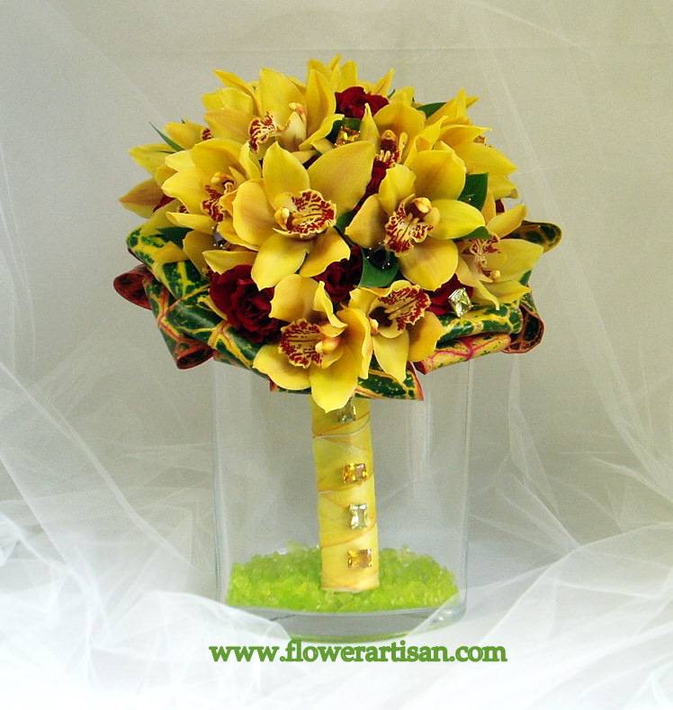 Yellow orchid bridal bouquet